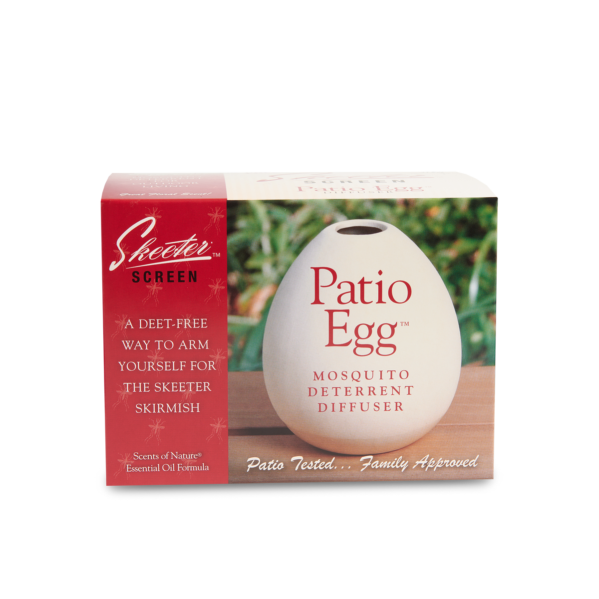 Skeeter Screen Patio Egg in white ceramic with macramé netting top