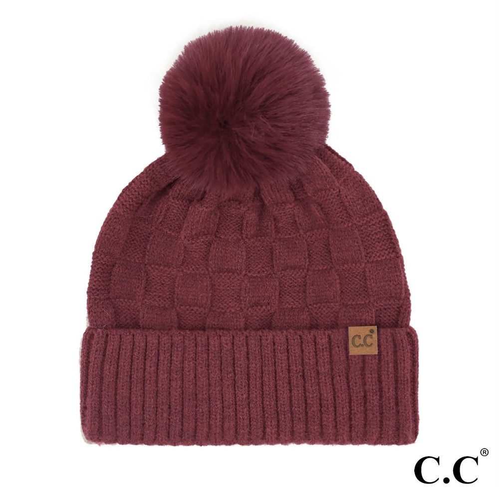 Weaving Texture Pom Beanie
