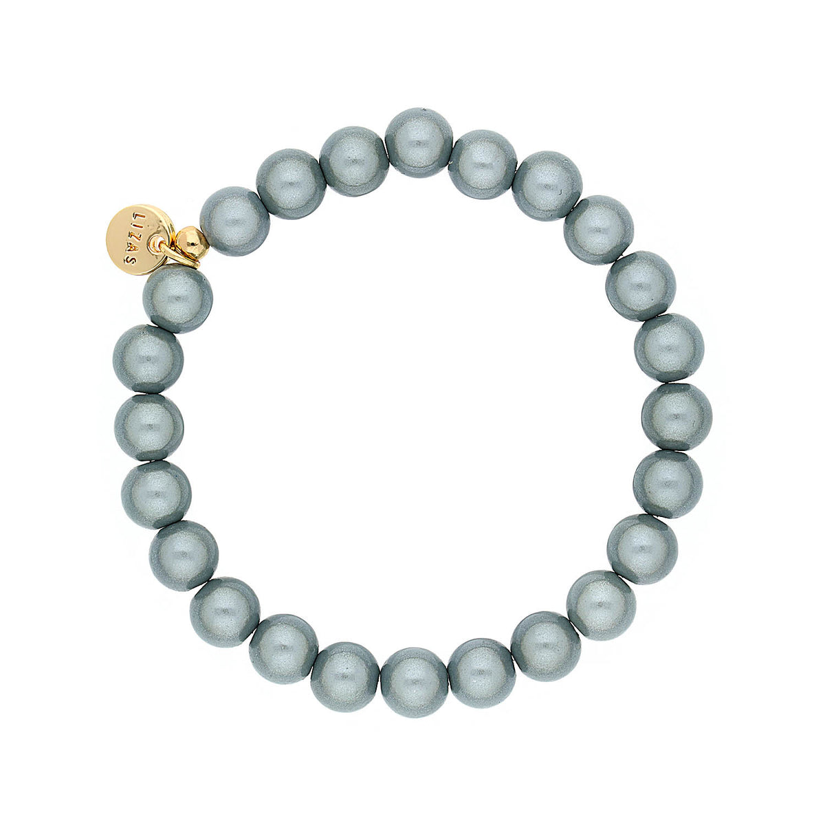 Roundville bracelet featuring a stretchy band with round Czech crystal beads in mixed colors.