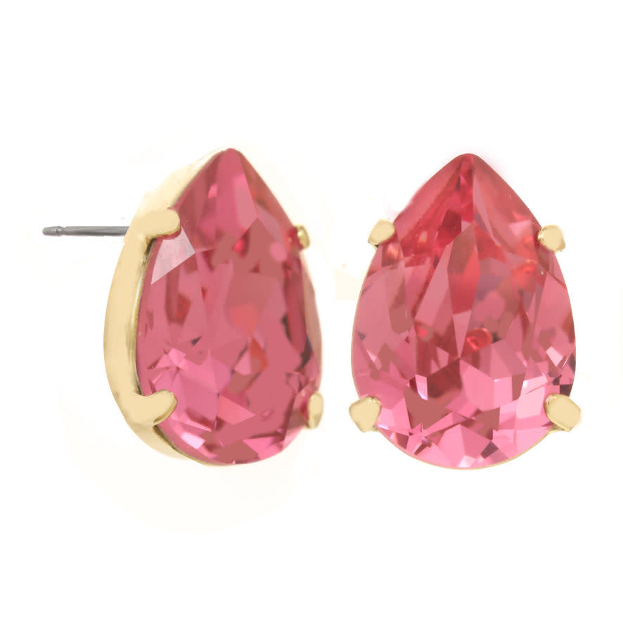 Lumi Stud Earrings featuring a small round gemstone set in silver-tone metal.