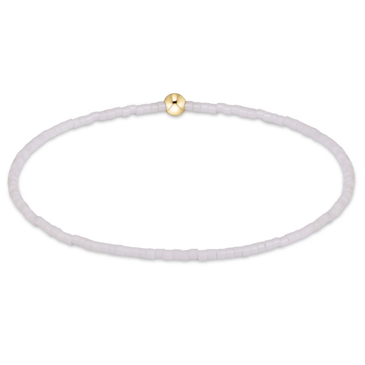 Gameday Hope Classic Bracelet with white 2mm seed beads and a single 4mm 14kt gold-filled bead.