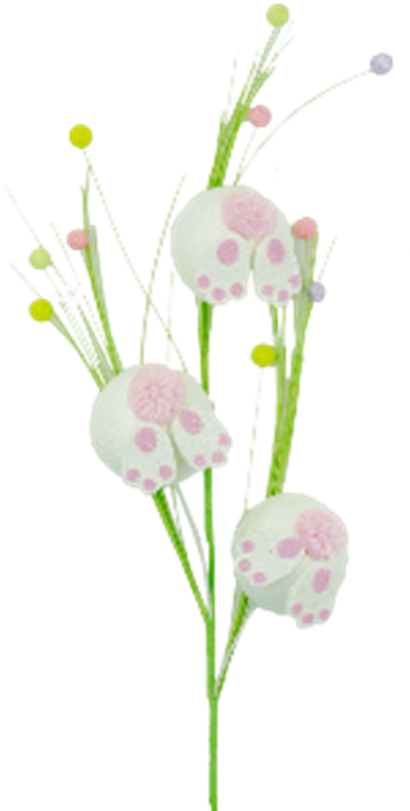 32-inch wired floral spray with lime green glittered grasses, foam balls, and three bunny butt silhouettes.