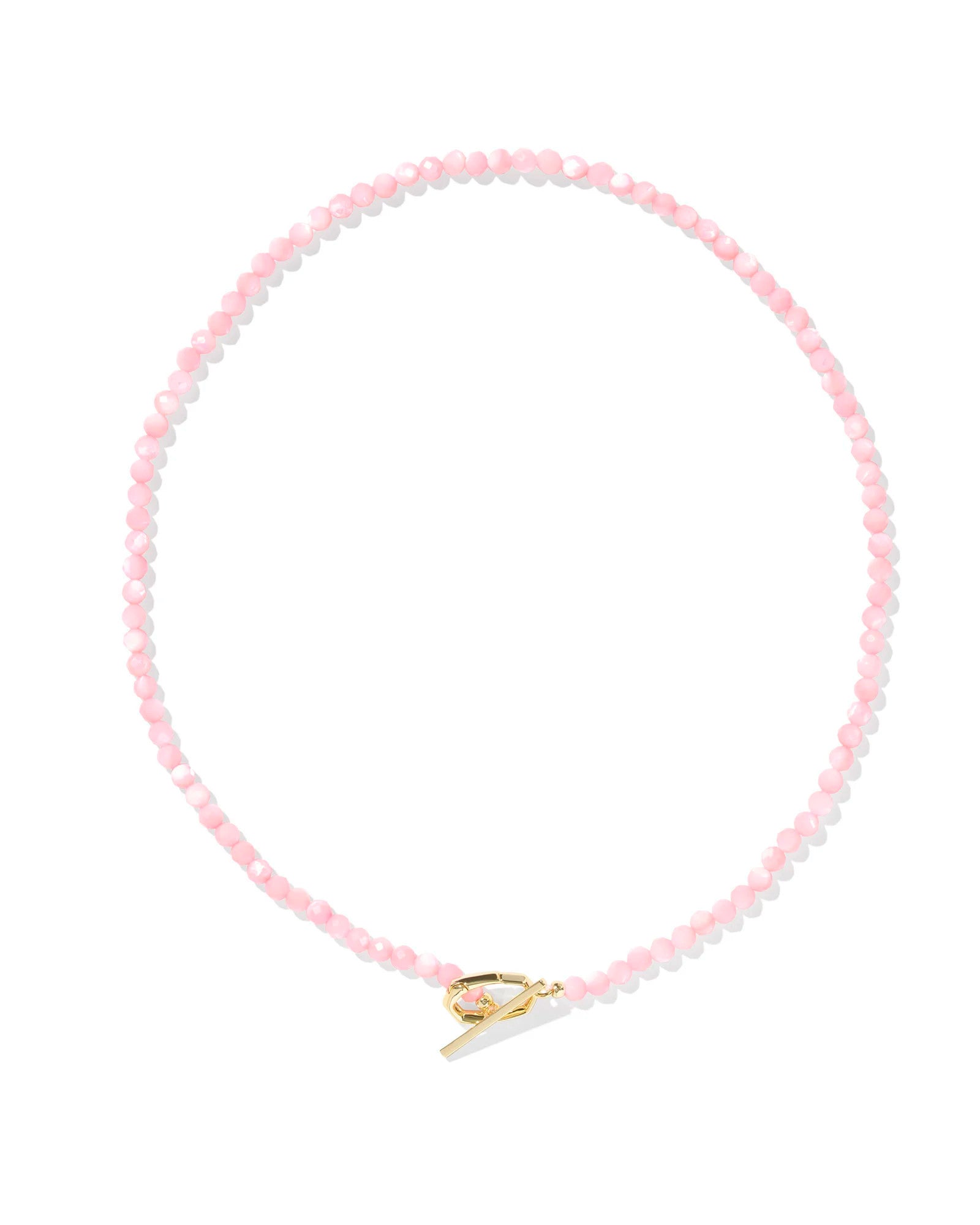 Sylvia Strand Necklace featuring pink faceted beads and a gold-tone toggle clasp.