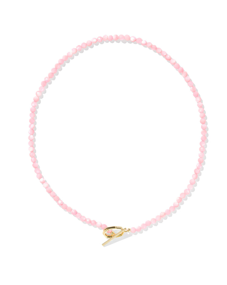 Sylvia Strand Necklace featuring pink faceted beads and a gold-tone toggle clasp.