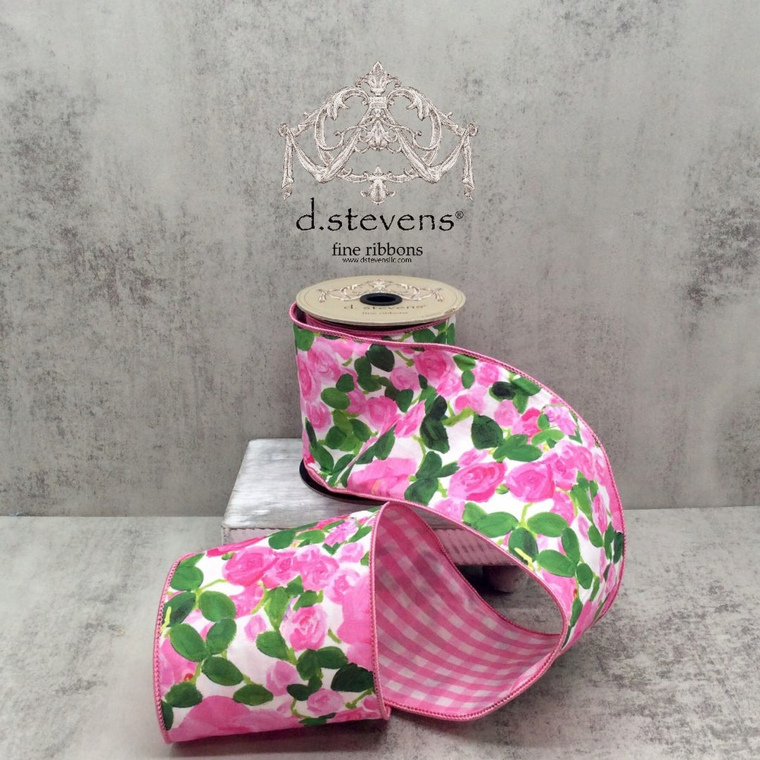 Linen Lady in Pink Rose Garden Pink White Check Back