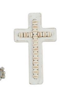 Small mango wood cross with beaded detailing