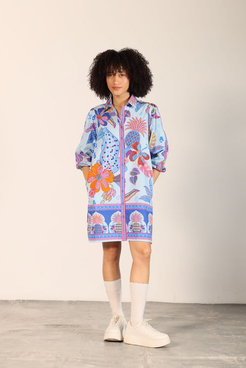 Ava Midi Dress in a flattering A-line silhouette with long sleeves.