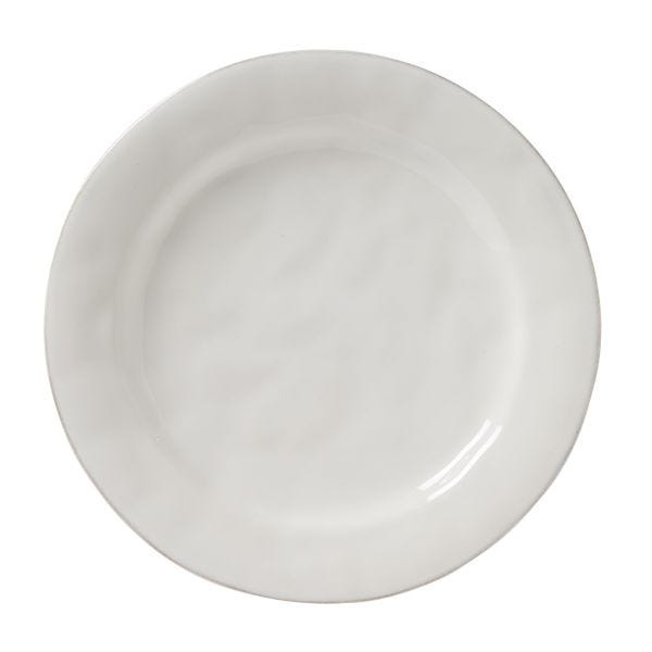 Puro Dinner Plate in white ceramic with a subtle hammered texture and organic rim.