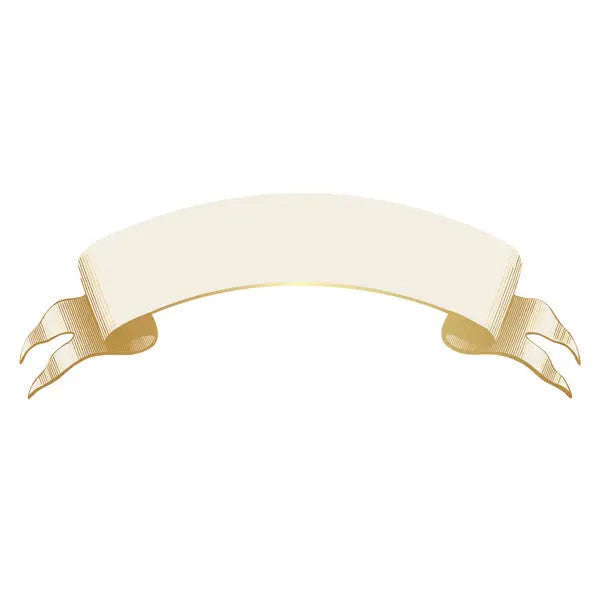 Heavy-weight FSC Certified paper banner in classic gold color with a rectangular silhouette.