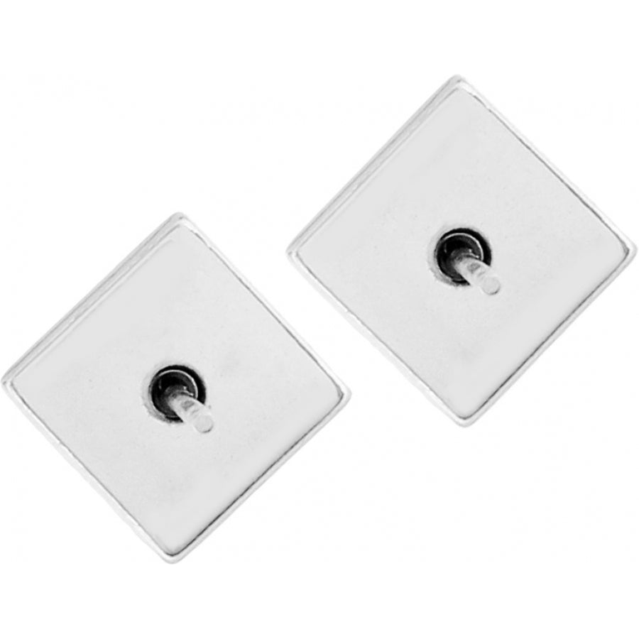 Silver plated mini post earrings featuring fine quality crystal accents with a sleek quarter-inch width.