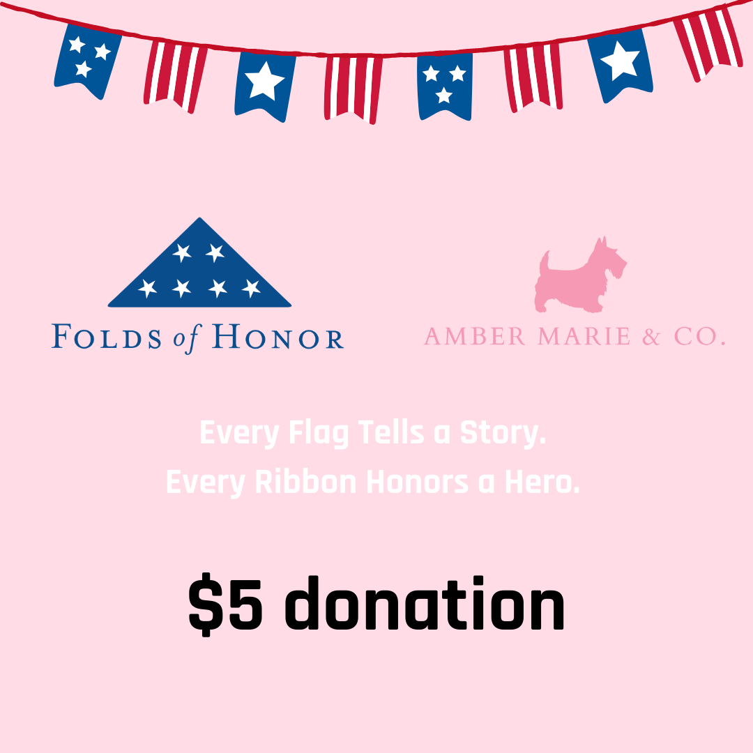 Folds of Honor $5 donation with patriotic bunting and logos.