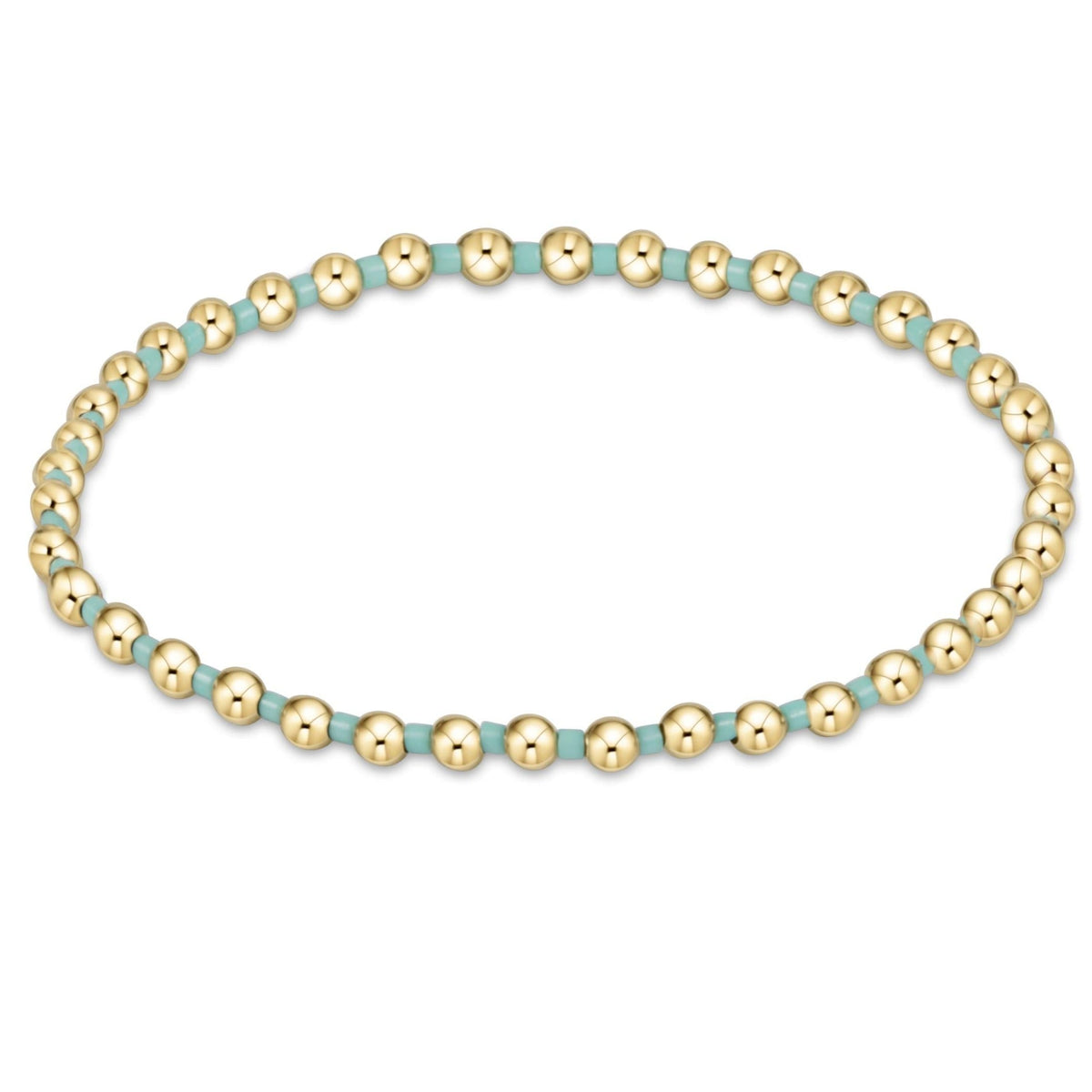 Hope Grateful bracelet featuring mixed 2mm seed beads in spring colors with gold-filled accents on elastic cord