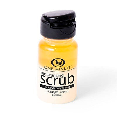 3oz Moisturizing Salt Scrub in a clear jar with visible pink salt crystals and oil.