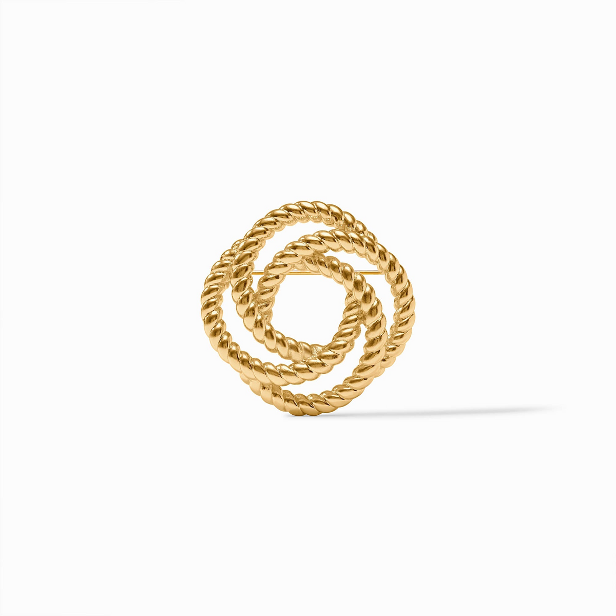 Ravello Brooch in 24K gold plate featuring a triple interlocking twisted rope design.