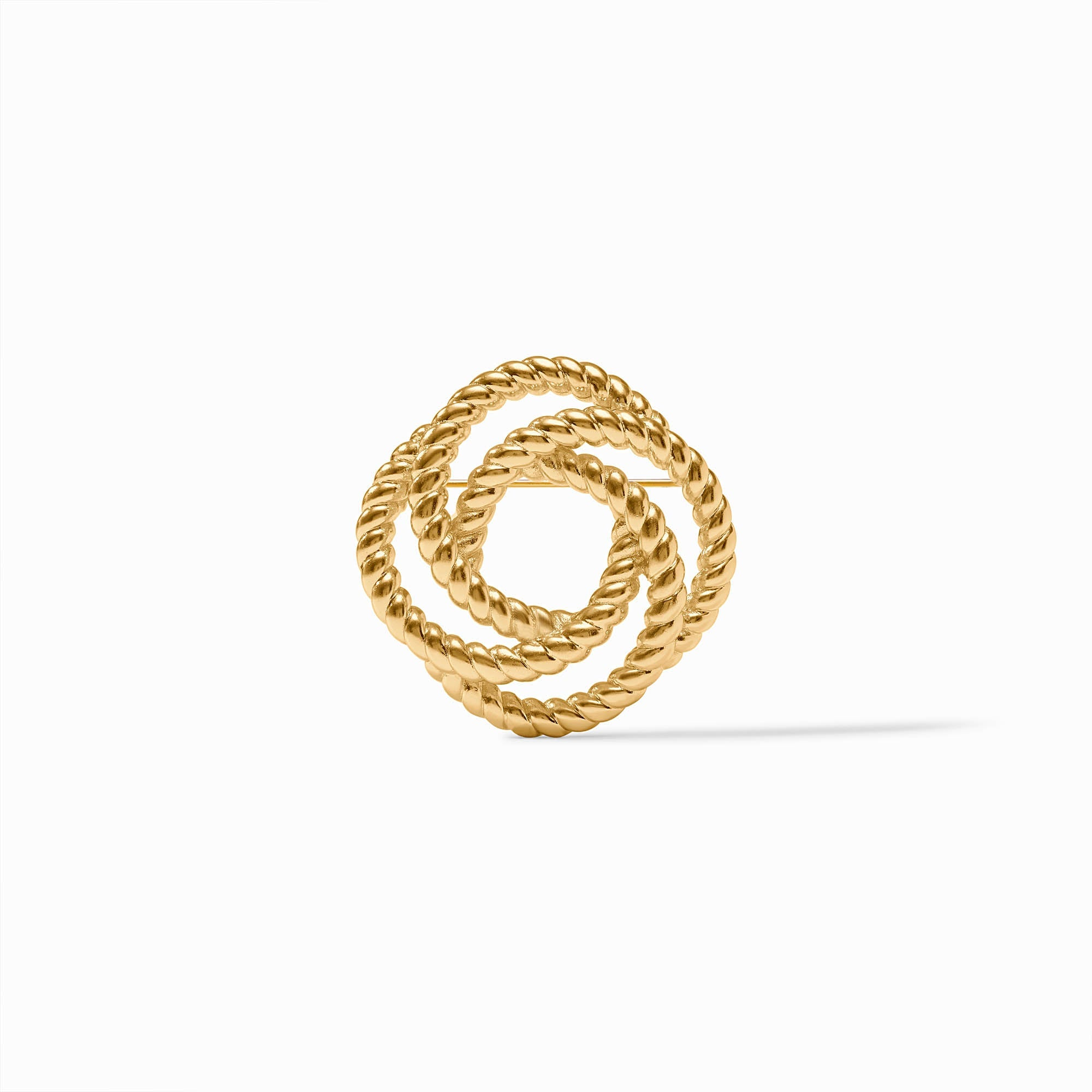 Ravello Brooch in 24K gold plate featuring a triple interlocking twisted rope design.