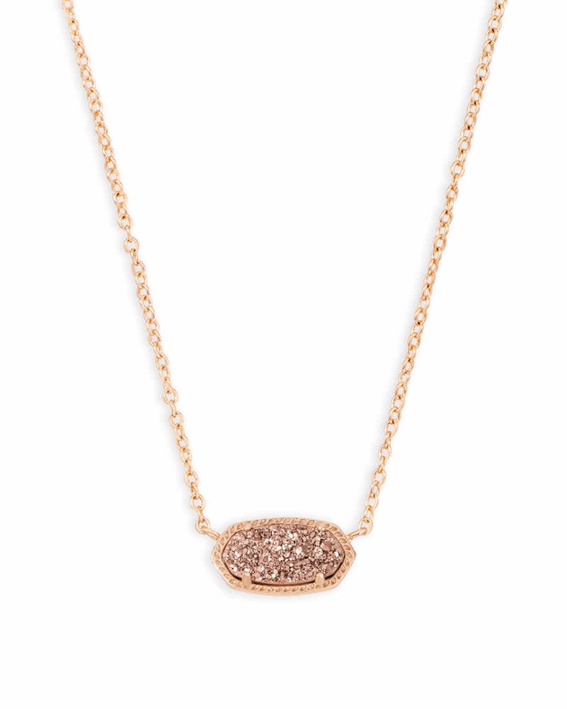 Elisa Short Pendant Necklace in gold-tone metal featuring a small rectangular pendant on an adjustable chain.