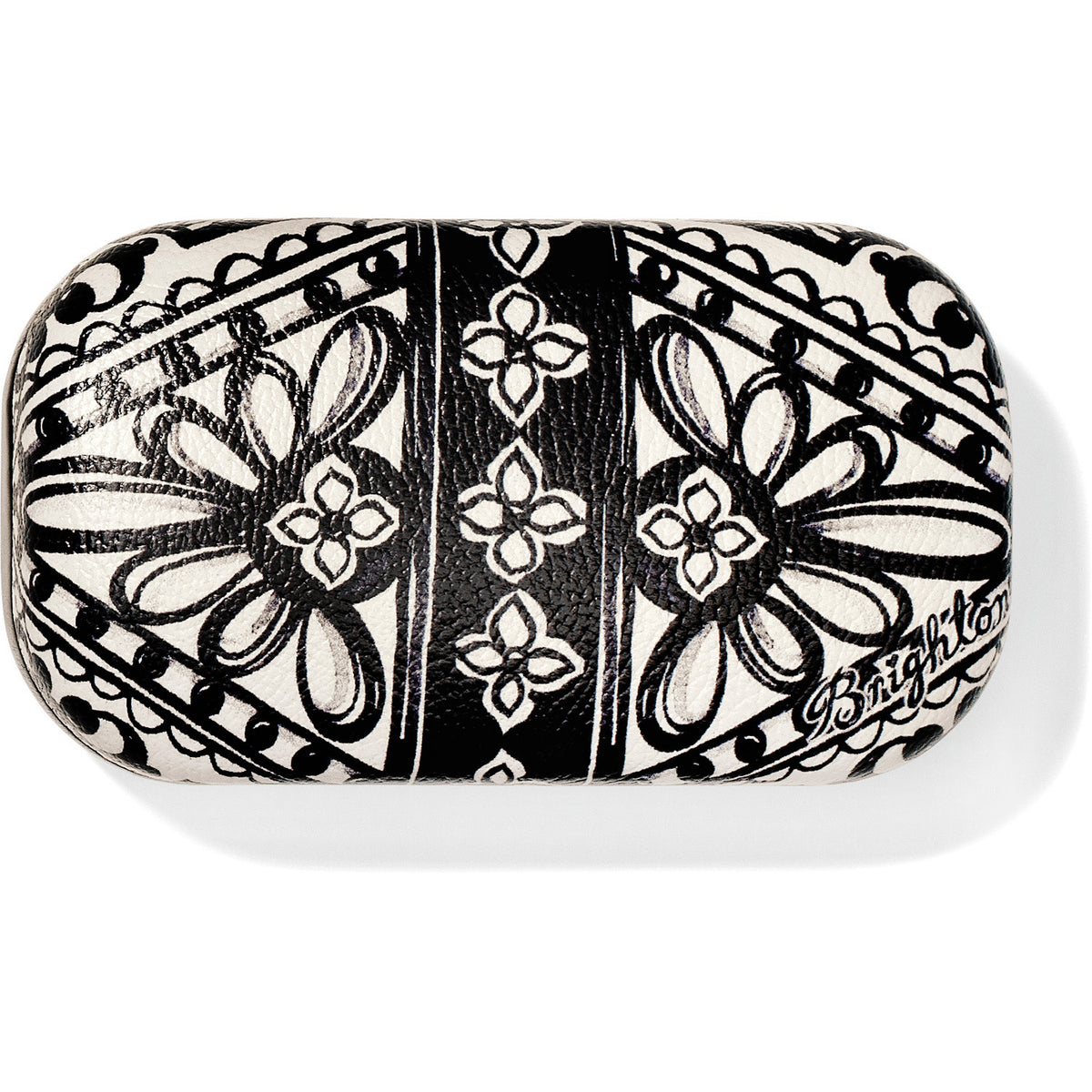 Black polyurethane Casablanca Mini Box with white frame closure.