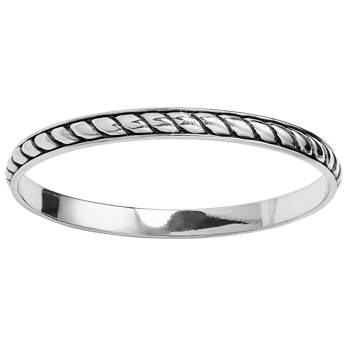 Silver plated slender bangle with rope motif in Southwestern style