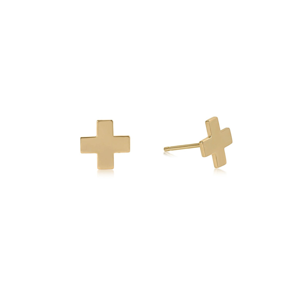 Gold-filled signature cross stud earrings with a polished finish