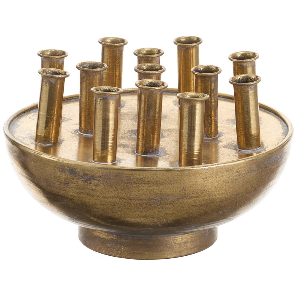 Metal Tulip Vase  Gold Antique