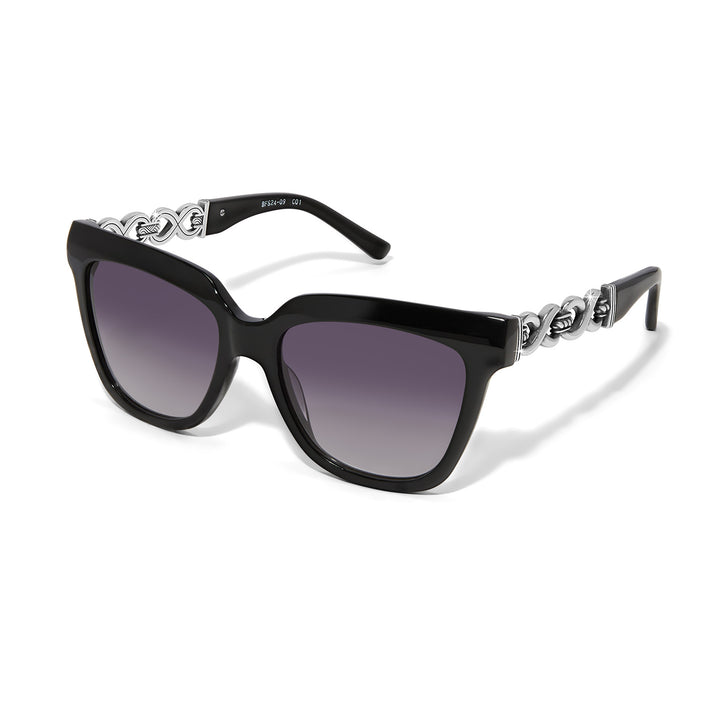 Square Interlok Infinity Midnight sunglasses with silver plated accents in midnight color