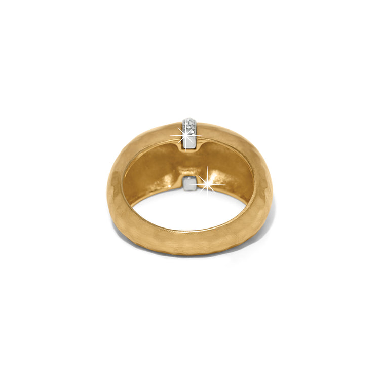 Gold plated Meridian Geo Domed Ring featuring fine quality crystals in a domed silhouette.