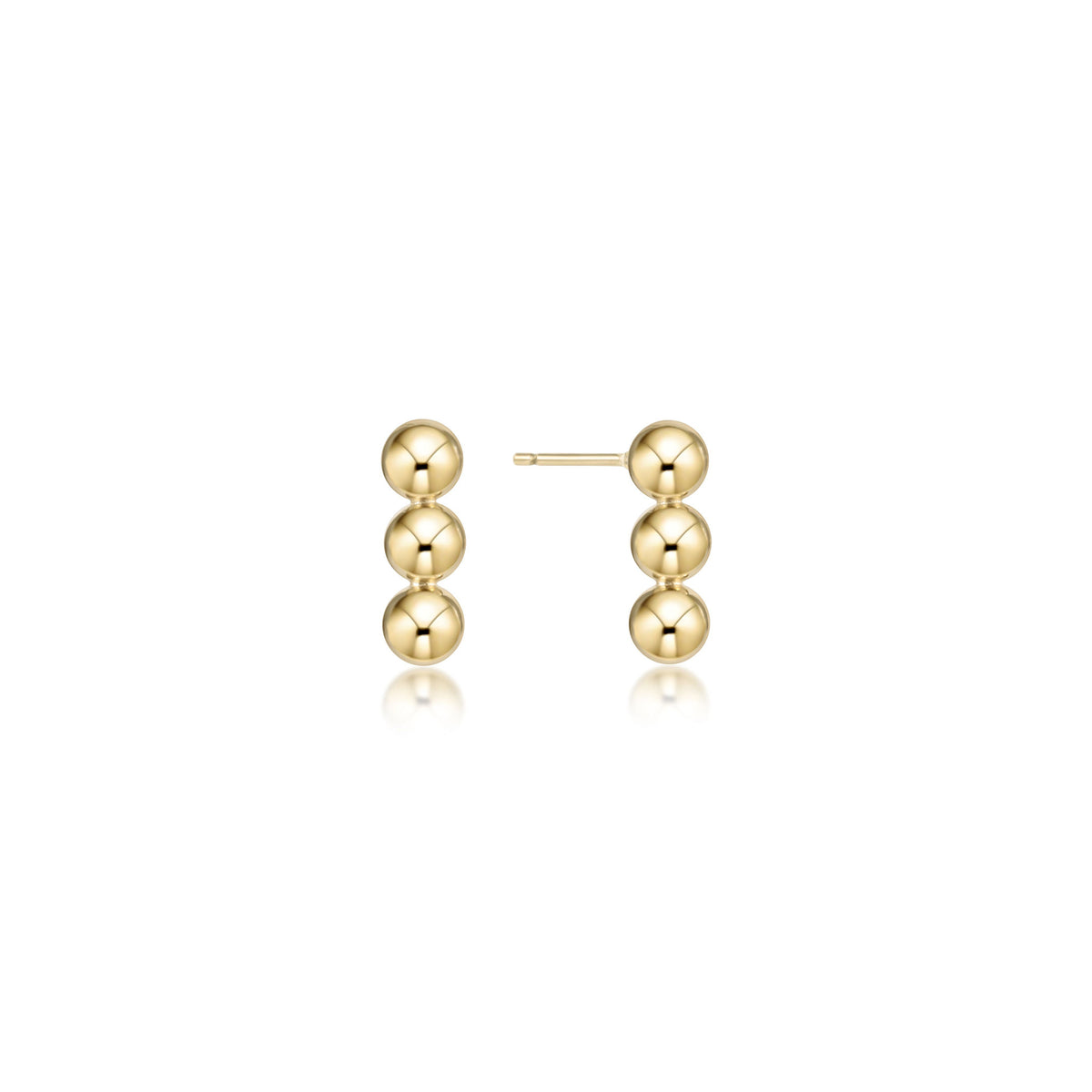 Front view of Joy Stud earrings featuring a single round gold-filled bead measuring 4mm.