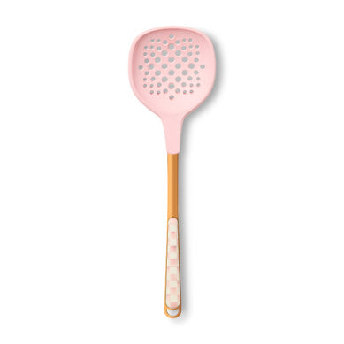 Stainless steel slotted turner with rosy check PBT head