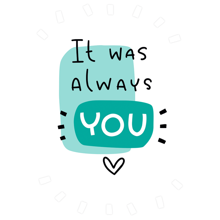 Die-cut anniversary card with embossed text reading 'It was always YOU' inside and 'Happy Anniversary to my husband and best friend.'