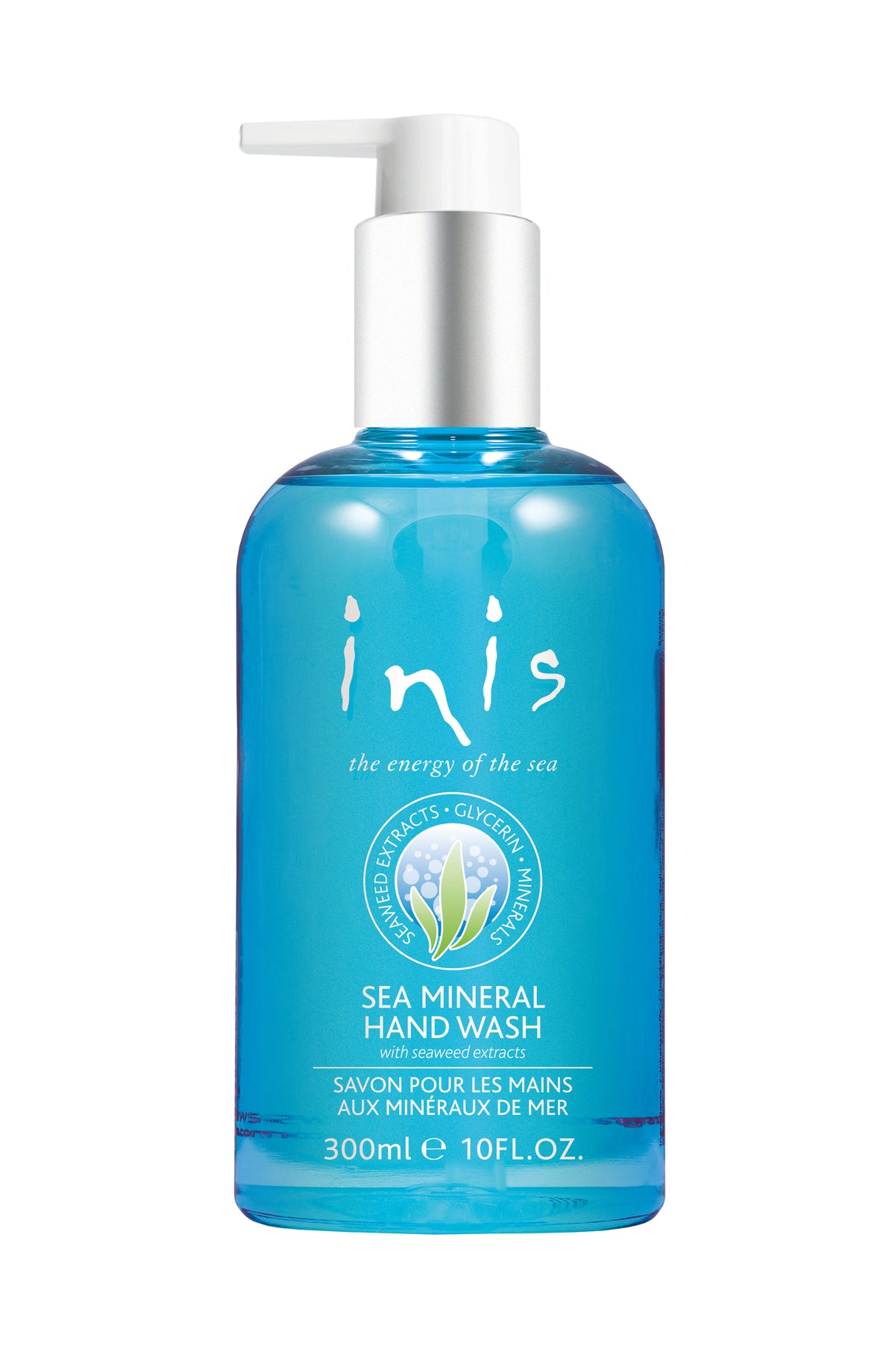 Inis Sea Mineral Hand Wash bottle with seaweed-inspired label