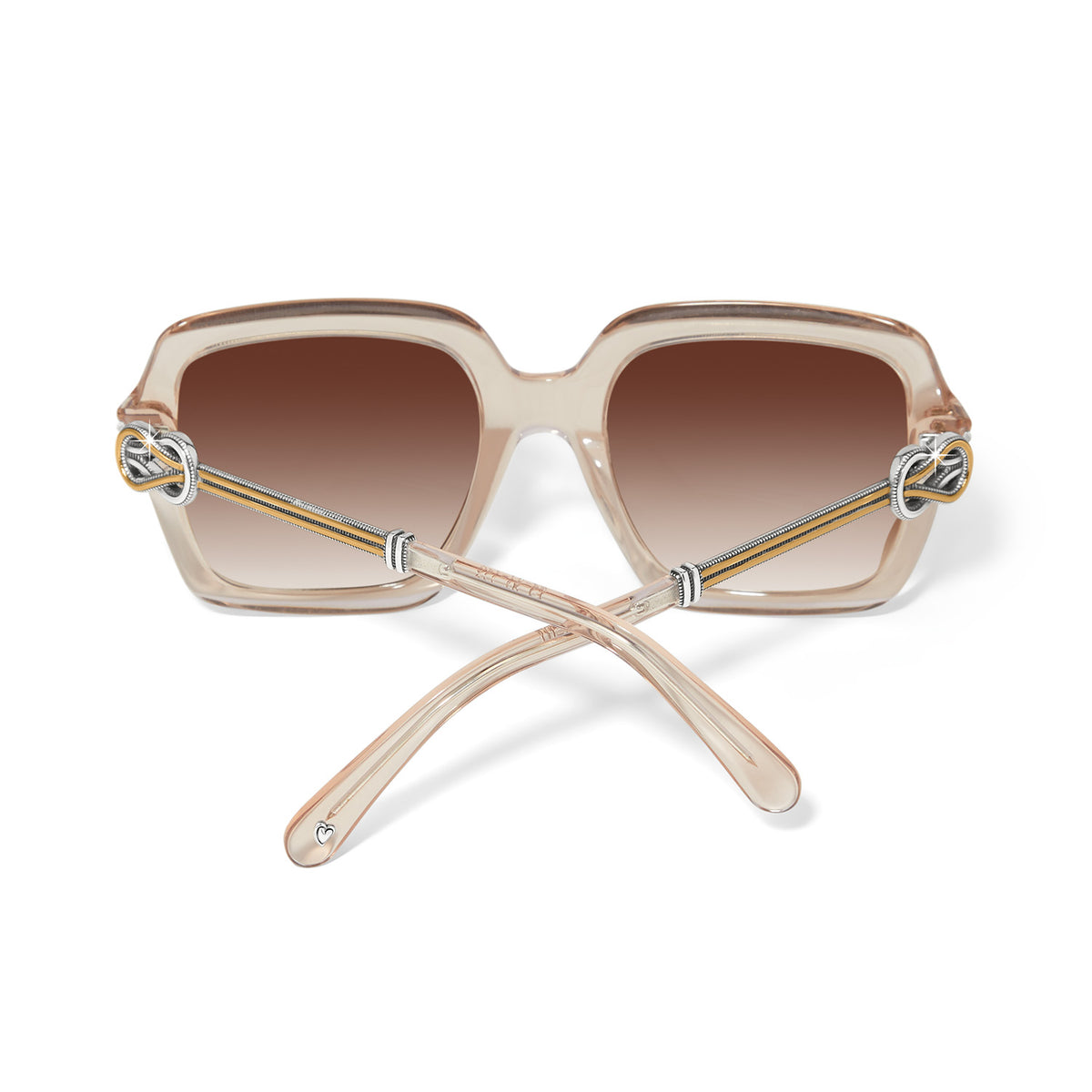 Square two-tone sunglasses with pink lenses, silver plated accents, and a square silhouette offering UV protection.