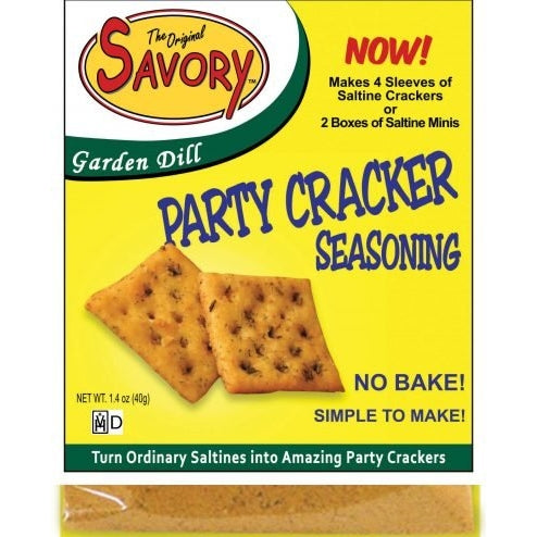 Savory Seasoning spice blend in a clear jar with white label.
