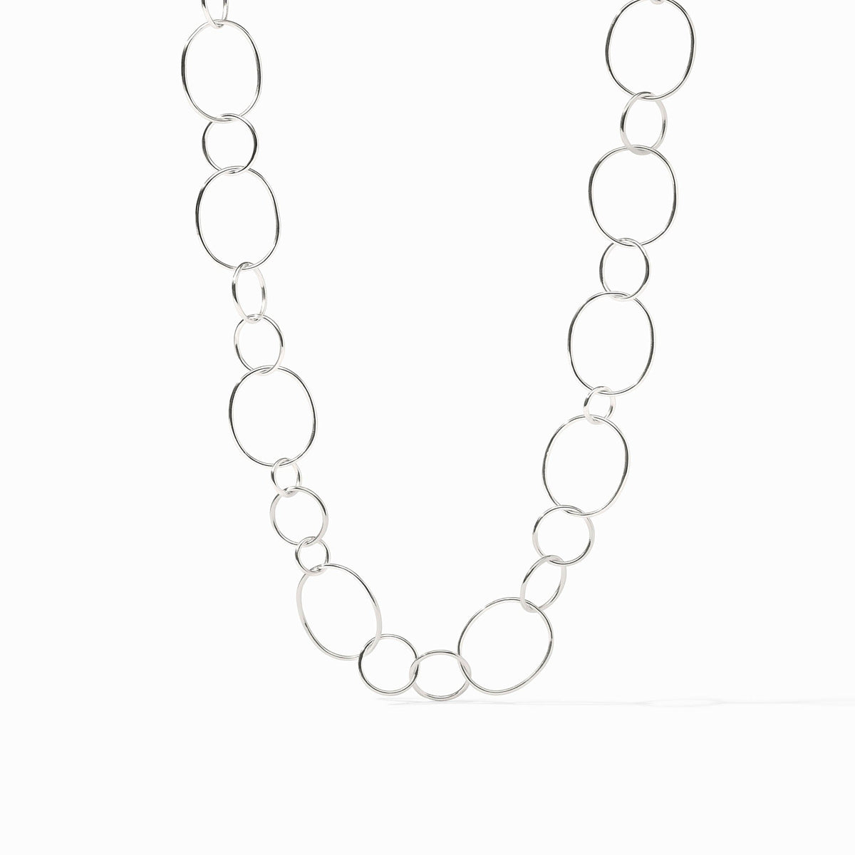 Colette Smooth Necklace in pure silver plate featuring interlocking polished circles of varied sizes