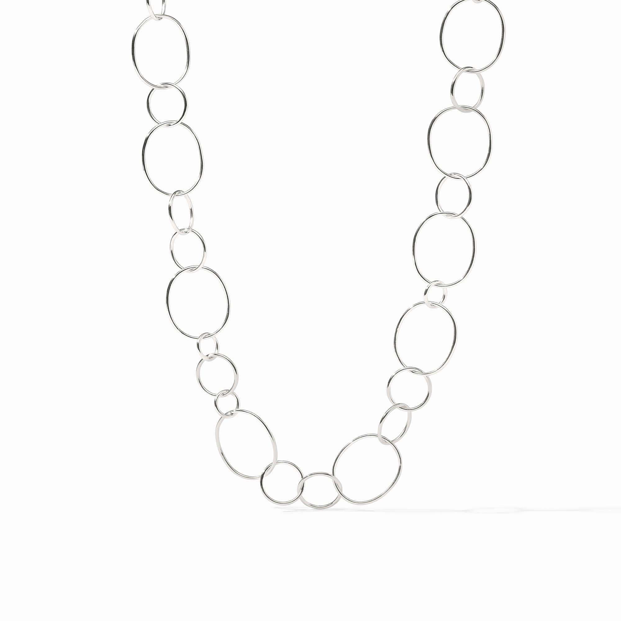 Colette Smooth Necklace in pure silver plate featuring interlocking polished circles of varied sizes