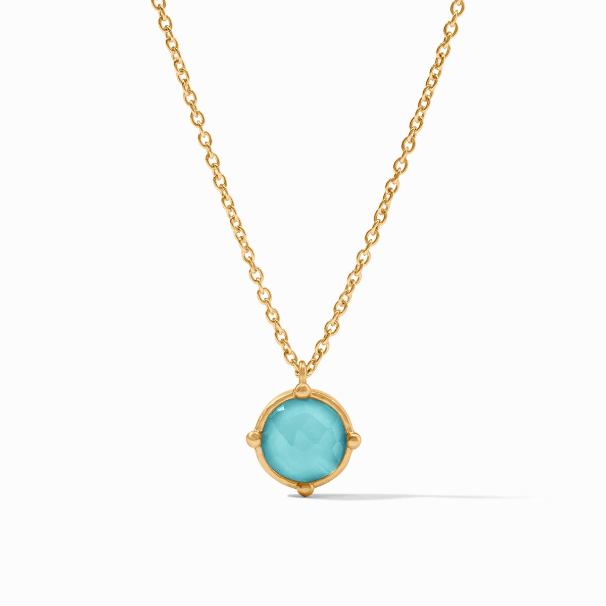 Honeybee solitaire necklace with faceted gemstone on adjustable cable chain