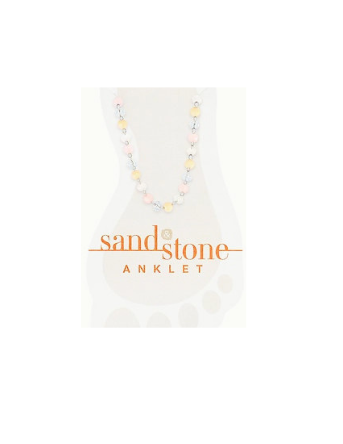 Silver Beaded Blush Sand & Stone Anklet with pink, gold, and silver beads on a display card.