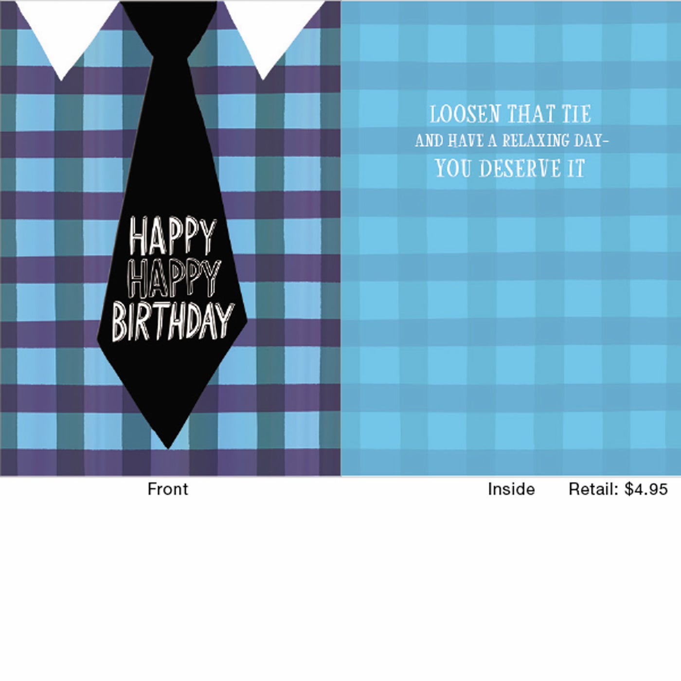 Happy Birthday plaid tie featuring a red, green, and cream checkered pattern with a classic silk silhouette.