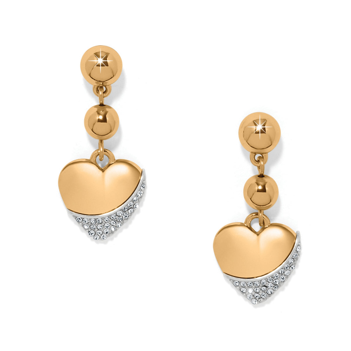 Meridian Petite Heart Wave post earrings featuring a flat disc back in silver-toned metal.