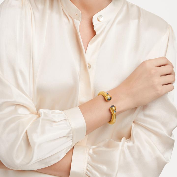 Gold-plated Julie Vos demi cuff bracelet with obsidian black finish