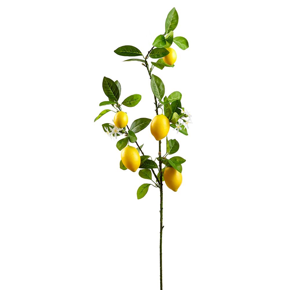 44-inch yellow lemon branch artificial plant with cloth leaves and wire stem