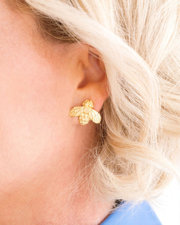 Gold Bee Stud Earrings
