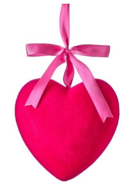 9-inch flocked heart-shaped hanging ornament with a textured white finish.
