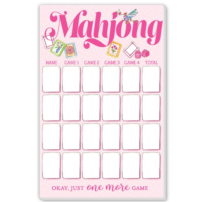 Handpainted mahjong score pad with a large notepad format.