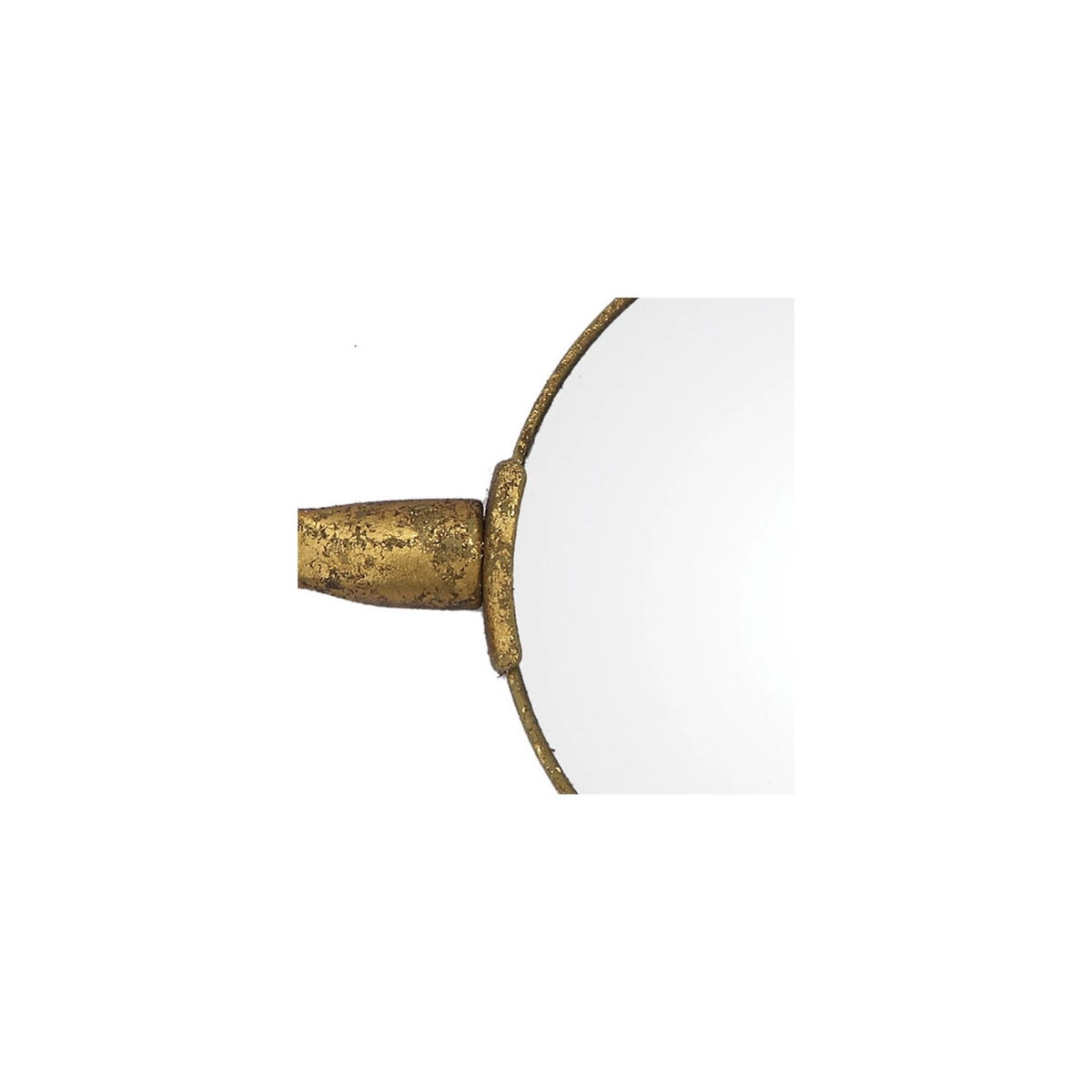 Pewter magnifying glass with feather handle featuring gold finish accents
