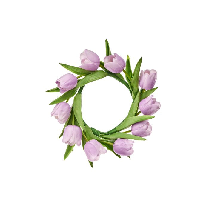 Eleven-inch black tulip-shaped candle ring with a smooth matte finish.