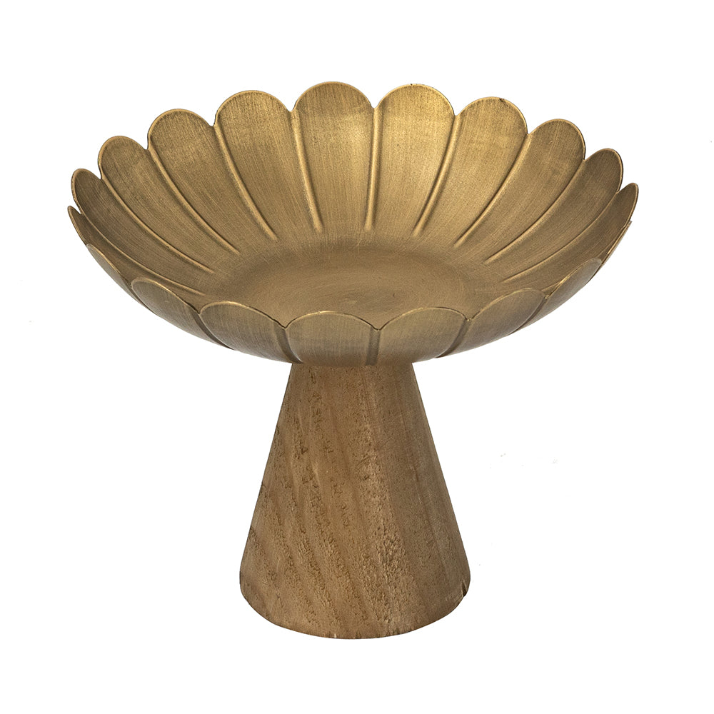 Decorative tray with a rectangular iron frame featuring pine wood accents in natural tones.