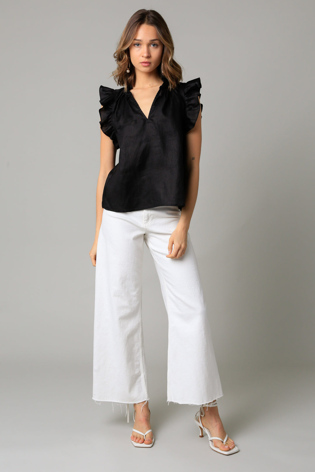 Heidi Linen Ruffle Blouse