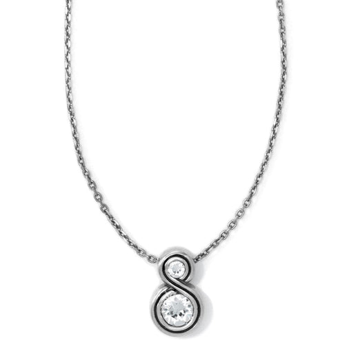 Silver plated necklace with adjustable chain featuring a pendant made of fine quality crystal.
