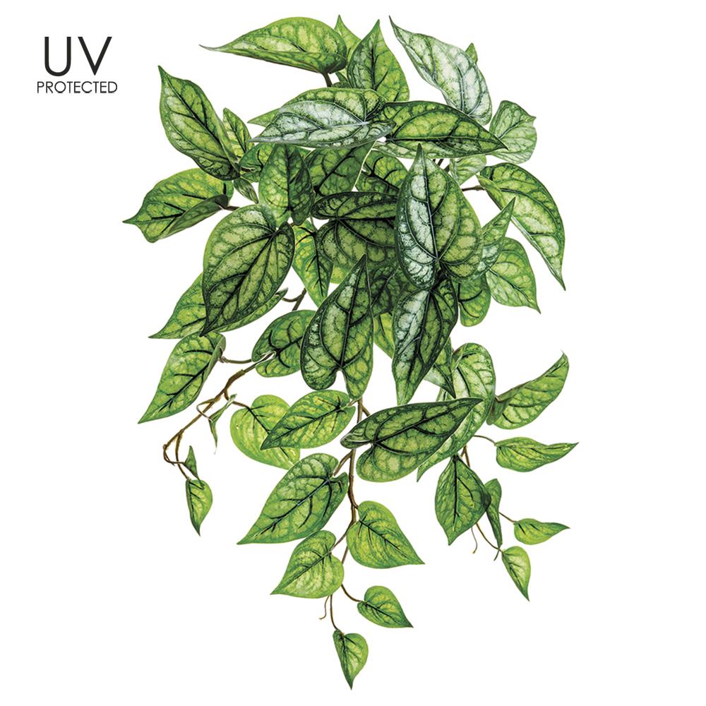 18" UV Protected PVC Peperomia Leaf Bush x9 Two Tone Green