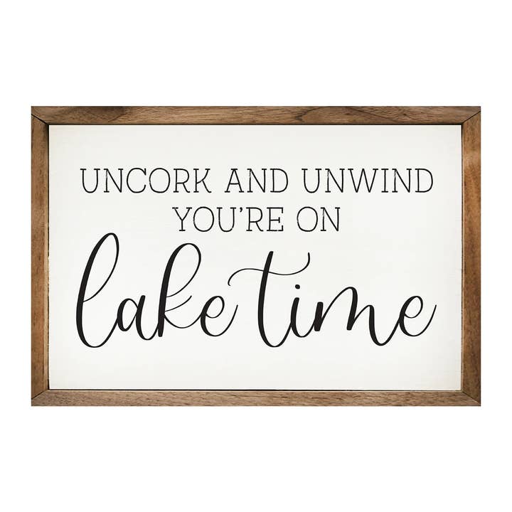 White Lake Time decorative item with dimensions 8 x 1.5 x 5 inches.